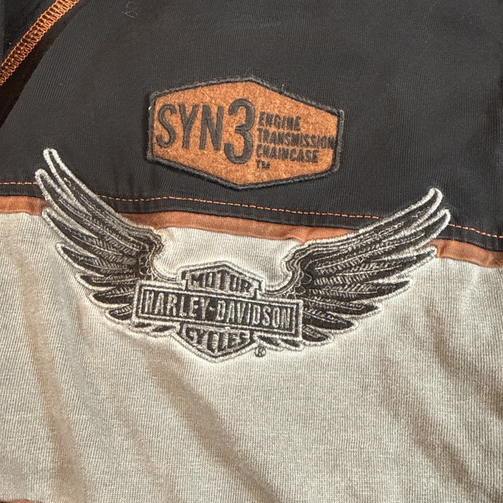 Vintage Harley Davidson Genuine MotorClothes Full Zip Hoodie Blk Gray Wings 2XL - Picture 3 of 11